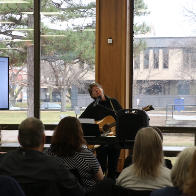 Ann Zimmerman performs at Salina Reads Kickoff 2024