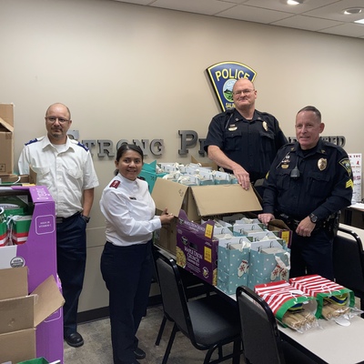 Delivery Christmas gifts to the local police department