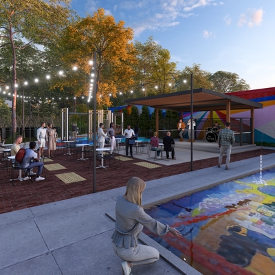 Plaza with fountain concept