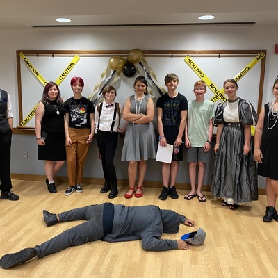 Teens enjoy a murder mystery party at SPL