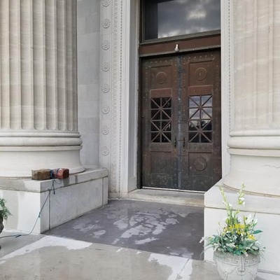 Historic Bronze Doors mark the entry to the Temple