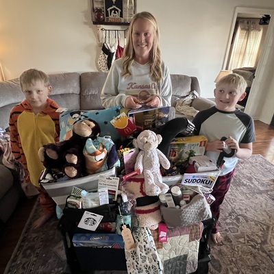 Declan and family with their wagon