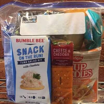 We give out about 150 of these snack bags every week - to anyone who is hungry.