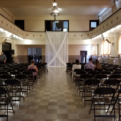 South Atrium set for a wedding ceremony